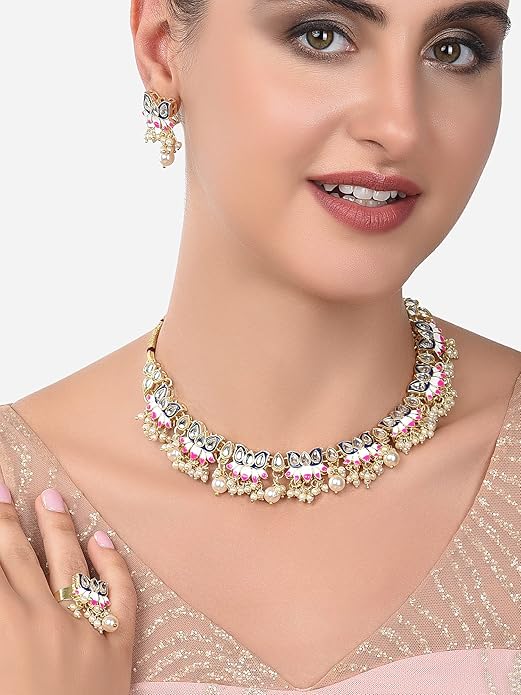 Blue Meenakari Choker Necklace Set
