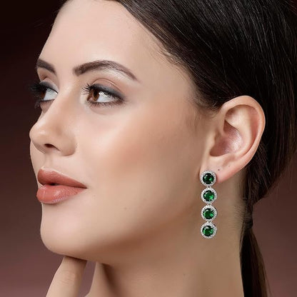 American Diamond Silver Tone Drop Earrings