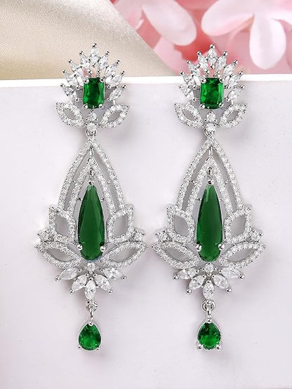 Blue American Diamond Jhumka Earrings
