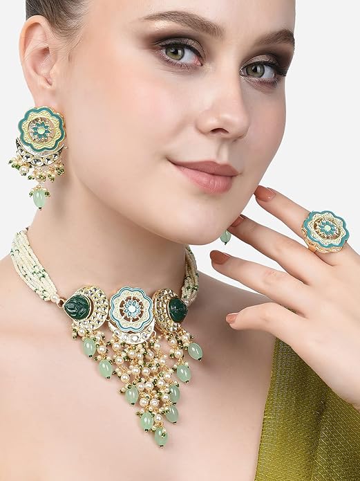 Wedding Necklace Turquoise Blue Green Earrings Set