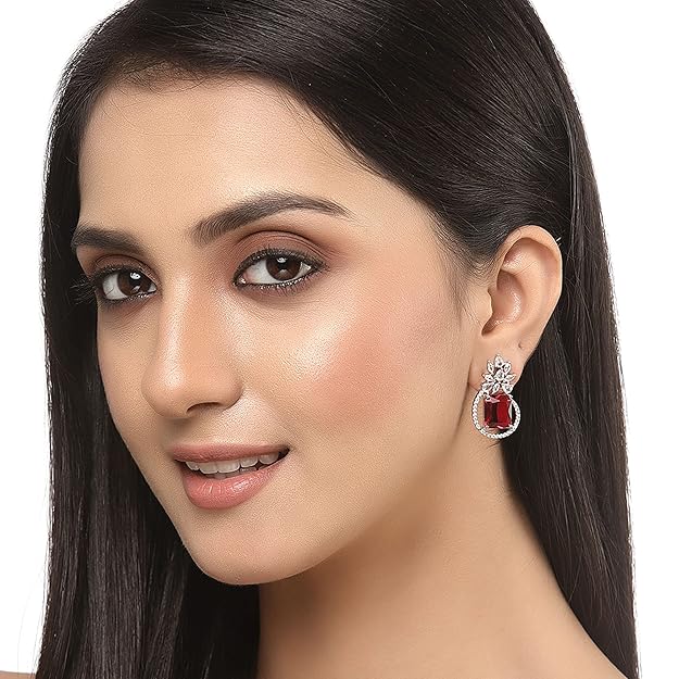 American Diamond Paisley Stud Earrings