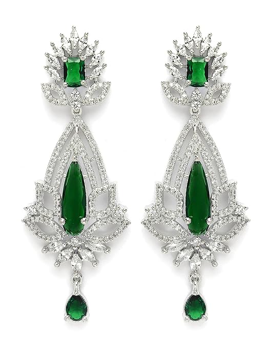 Blue American Diamond Jhumka Earrings