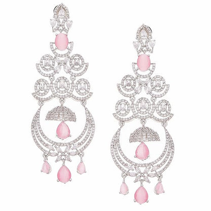 American Diamond Floral Chandelier Drop Earrings