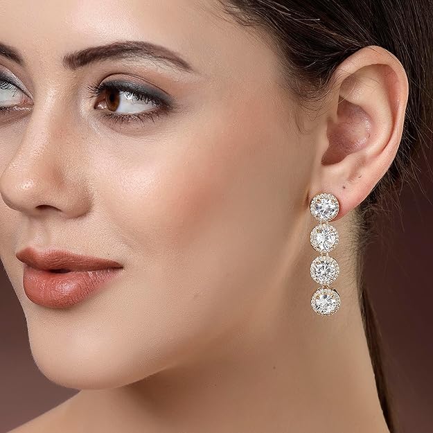 American Diamond Silver Tone Drop Earrings