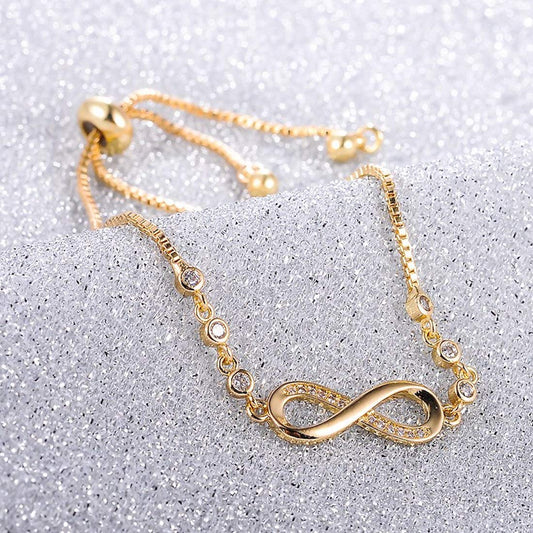 Infinity Diamond Gold Love Knot Bracelet