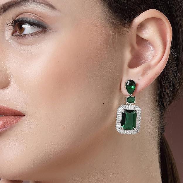 American Diamond Crystal Studded Drop Earrings