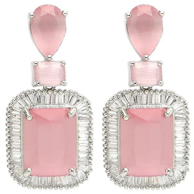 American Diamond Crystal Studded Drop Earrings