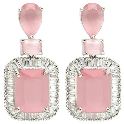 American Diamond Crystal Studded Drop Earrings