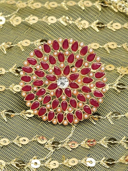 Floral Pink Adjustable Ring