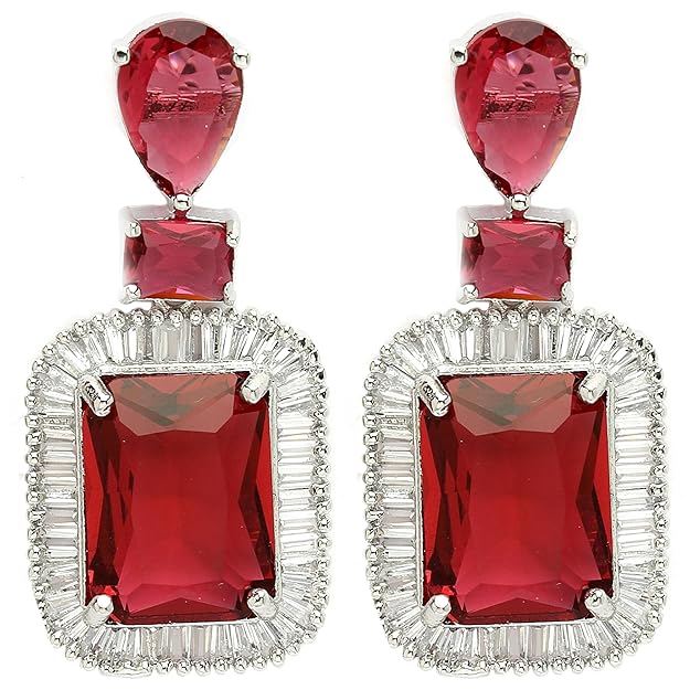 American Diamond Crystal Studded Drop Earrings