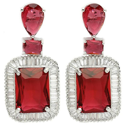 American Diamond Crystal Studded Drop Earrings