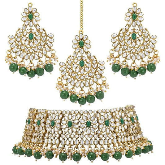 Crystal Necklace Faux Pearl Jewellery Set