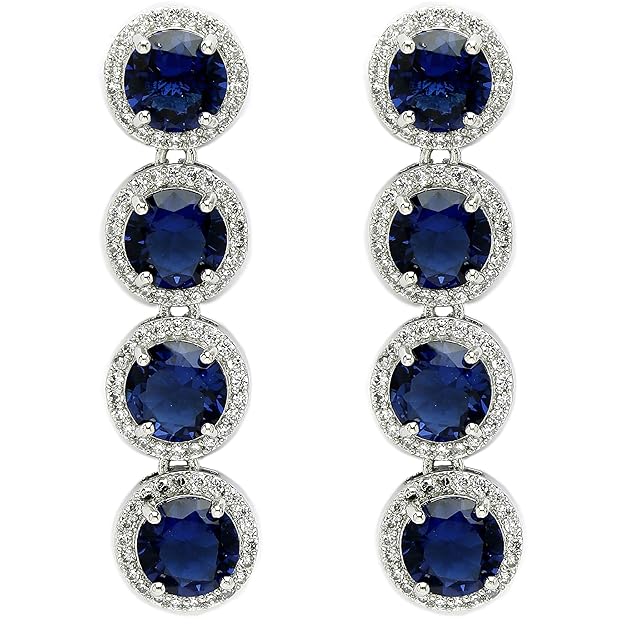 American Diamond Silver Tone Drop Earrings