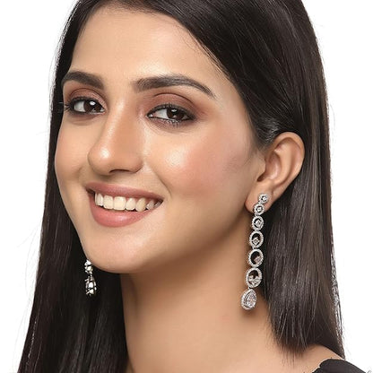 American Diamond Circular Drop Earrings