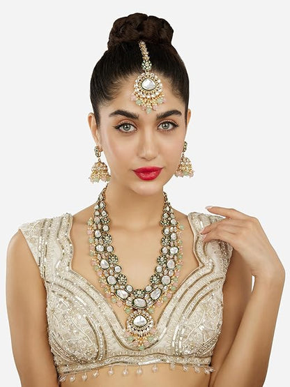 Pink long necklace with traditional festive look