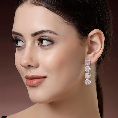 American Diamond Silver Tone Drop Earrings