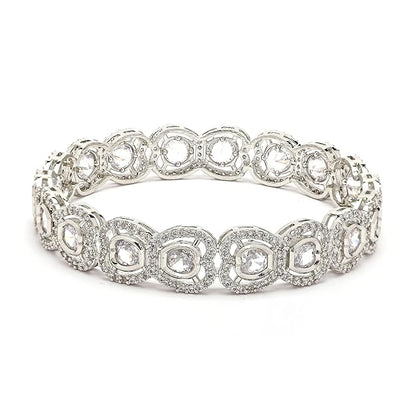 AD Bangles Rhodium Plated Silver White Set of 2