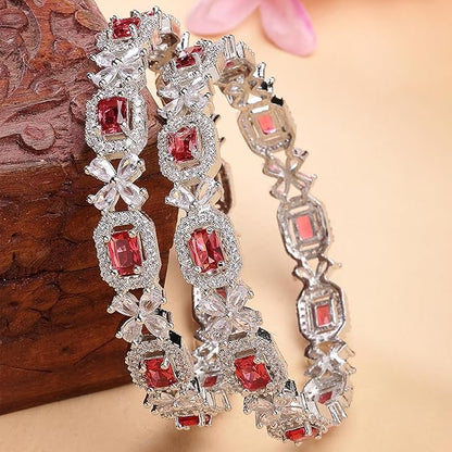 AD Diamond Bangles Square Design Set of 2