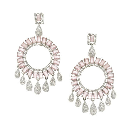 American Diamond Circular Handcrafted Drop Earrings
