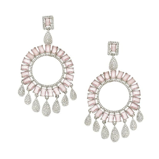 American Diamond Circular Handcrafted Drop Earrings