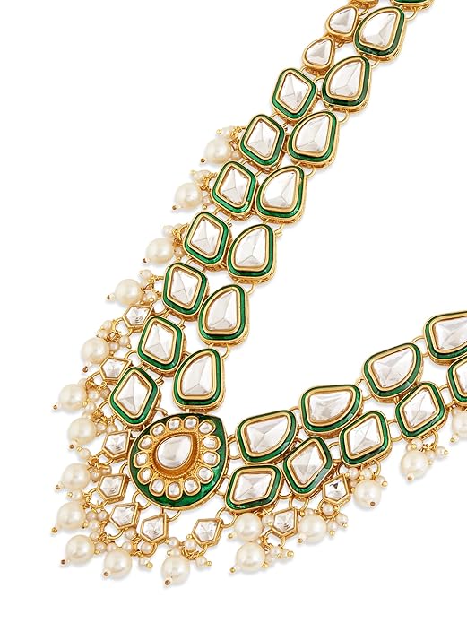 Green Long Necklace Meenakari Bridal Set
