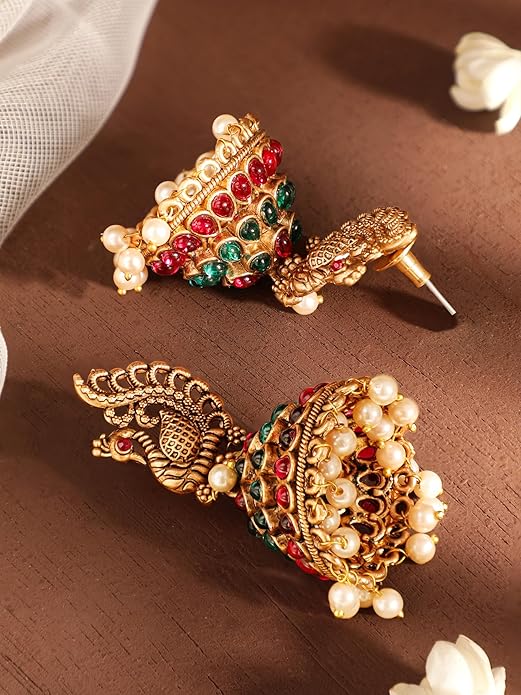 Gold Plated Stylish Traditional Jhumka Earrings
