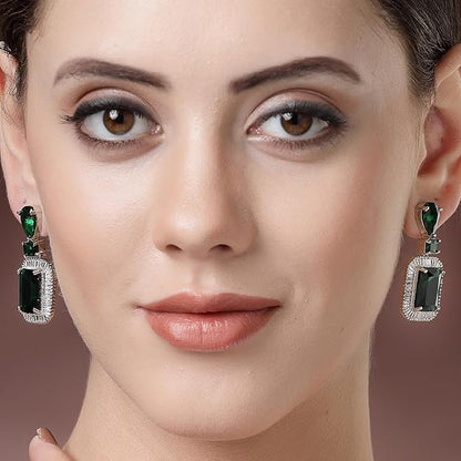 American Diamond Crystal Studded Drop Earrings