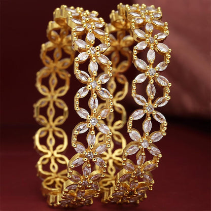 Silver Plated Bracelets Floral Design Set of 2