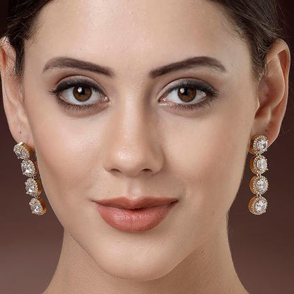 American Diamond Silver Tone Drop Earrings