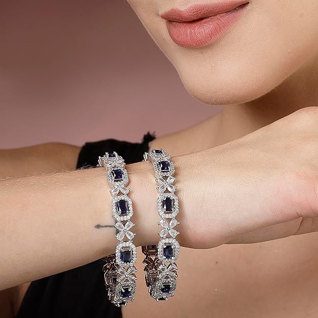 Cubic Zirconia Bangles Square Design Set of 2