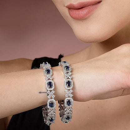 Cubic Zirconia Bangles Square Design Set of 2