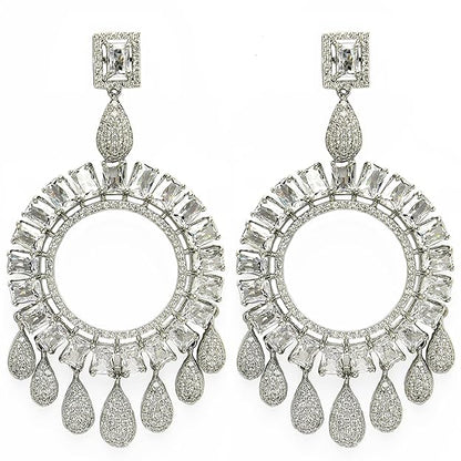 American Diamond Circular Handcrafted Drop Earrings