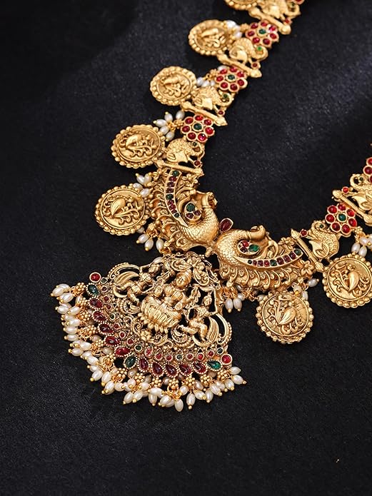 Temple Necklace Gold Long Traditional Set