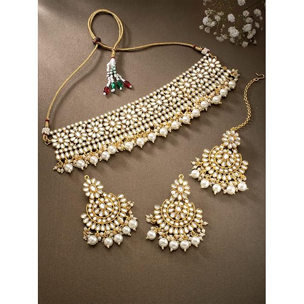 Necklace and Earring Set in Crystal and Faux Pearl Jewellery Gift Set for Women