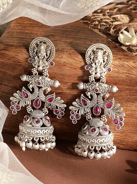 Silver Oxidised Jhumka in Traditional Boho Trendy Design for Women and Girls