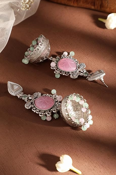 Oxidised Boho Jhumka Earrings