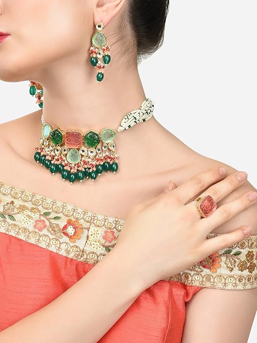 Meenakari Kundan Multicolor Choker Set