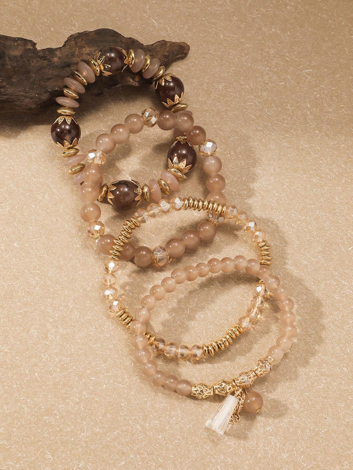 Bohemian Multilayer Crystal Bead Charm Bracelet