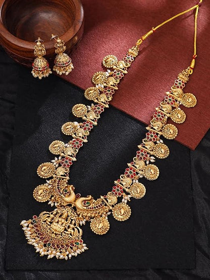 Temple Necklace Gold Long Traditional Set