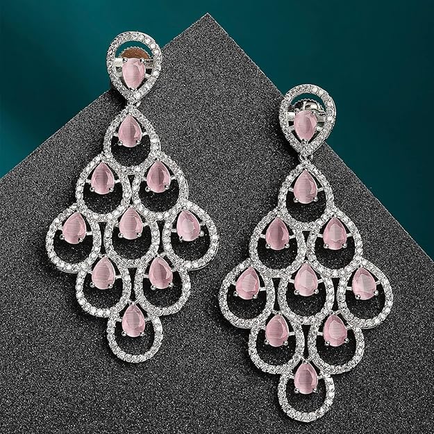 American Diamond Contemporary Drop Earrings