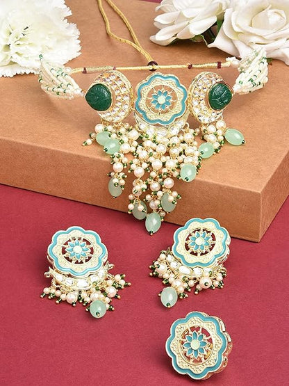 Wedding Necklace Turquoise Blue Green Earrings Set