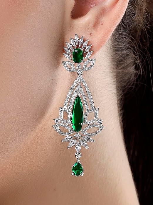 Blue American Diamond Jhumka Earrings