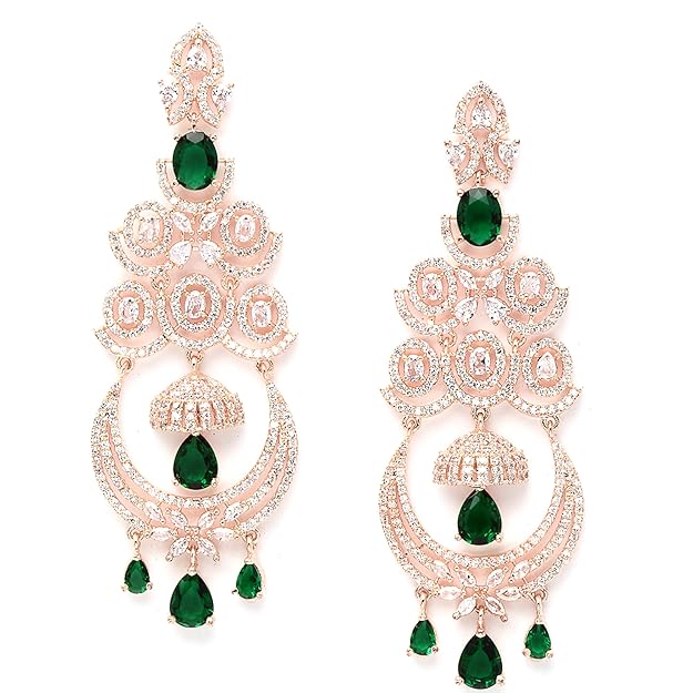American Diamond Floral Chandelier Drop Earrings