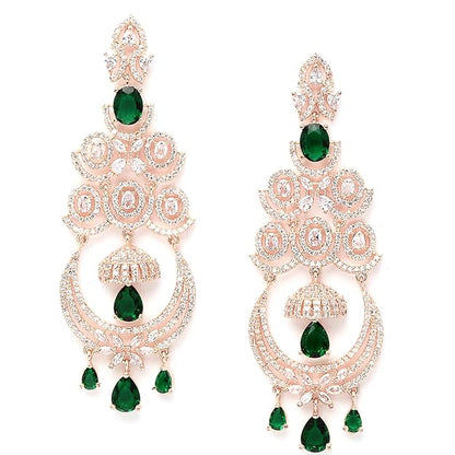 American Diamond Floral Chandelier Drop Earrings