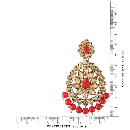 Kundan Chandbali Earrings in Gold Plated Antique Finish Bridal Maang Tikka Set