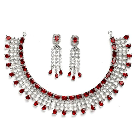 American Diamond Floral Choker Set