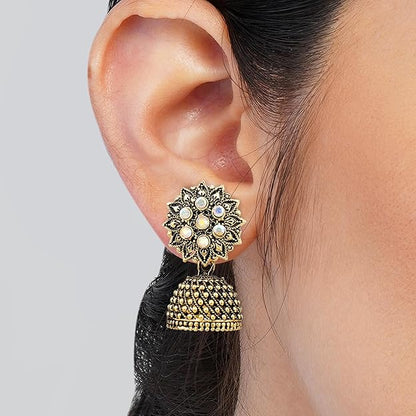Floral Vintage Design Traditional Drop Jhumke Set of 12