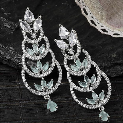 American Diamond Crescent Dangle Earrings