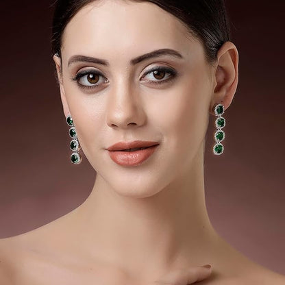 American Diamond Silver Tone Drop Earrings