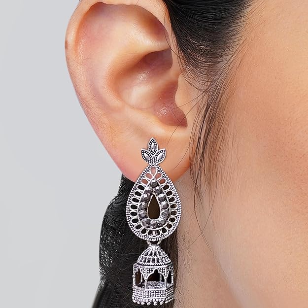 Traditional Earrings Jhumka Oxidised Set of 12